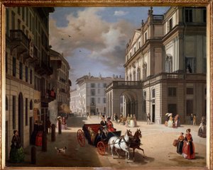 Utsikt over torget Teatro alla Scala, Milano