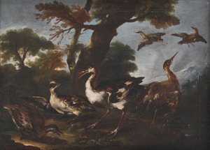 Landskap med fugler av Angelo Maria Crivelli