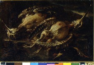 Stilleben av fugler. Maleri av Angelo Maria Crivellone (? - 1730/60?). Milan, CRA. av Angelo Maria Crivelli
