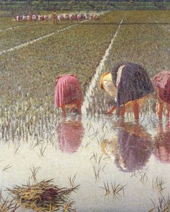For åtti øre, av Angelo Morbelli (1853-1919), Olje på lerret, 67,5x124,5 cm, Detalj av Angelo Morbelli