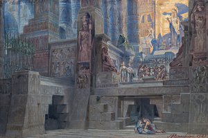 Scenografi for Opera Aida av Giuseppe Verdi, 1923. av Angelo Parravicini