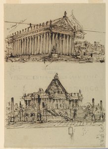 Scenedesign, eksteriør av templer av Angelo Toselli