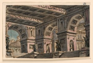 Stage Design, Palace Atrium   1300408   no       norwegian Successfully Translated  Original: View looking towards the gateway of Montague House, Southwark, London, 1827 Translat: View looking towards the gateway of Montague House, Southwark, London, 1827 