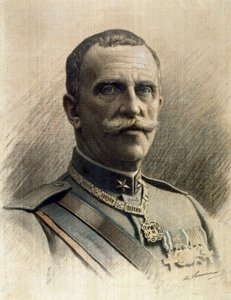 Portrett av Victor Emmanuel III (1869-1947) Tegning av Angelo Vernazza (1869-1937) Dim. 97x70 cm Genes Nervi, Galleri for moderne kunst, inv. 0597 av Angelo Vernazza