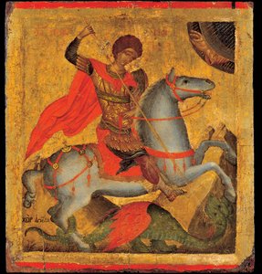 Akotandos, Angelos (aktiv ca. 1425-1460) Saint George and the Dragon Tempera på panel ca 1440-1460 Benaki Museum, Athen 40,8x37,5 av Angelos Akotantos