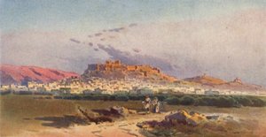 Athen og Akropolis (farge litho)