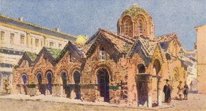 Panagia Kapnikari-kirken, Athen (svart litho)