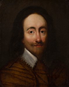Portrett av kong Charles I (olje på forgylt sølvskinn)