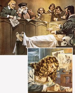 Demonstrasjon av disseksjon (øverst) og Dürer-tegning (nedenfor) av Angus McBride