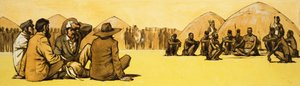 Pionerer forhandler med stammehøvdinger i Afrika av Angus McBride