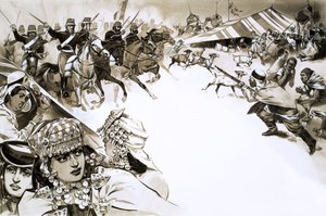 Franskmennene invaderer Algerie (gouache på papir) av Angus McBride