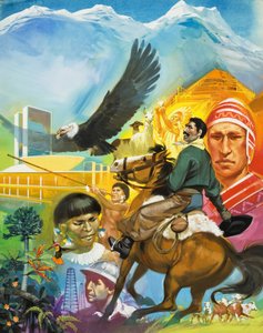 Historien om Sør-Amerika (gouache på papir) av Angus McBride