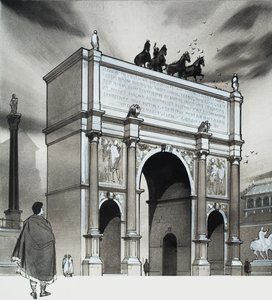 Keiser Lucius Septimius Severus#39; triumfbue, Roma (gouache på papir) av Angus McBride