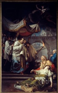 Borromee kommuniserer skadedyr. Saint Charles Borromee (Carlo Borromeo av Anicet Charles Gabriel Lemonnier