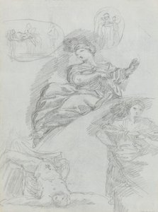 Studier av figurer [verso] av Anicet Charles Gabriel Lemonnier
