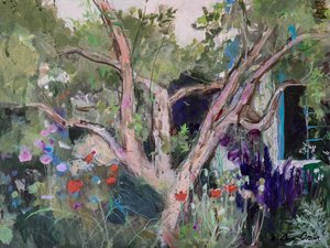 Mediterranean Garden, 2019 (akryl) av Ann Oram