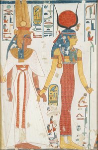 Kopi av veggmaleri fra dronningens grav 66 av Nefertari, Theben, 1900-tallet