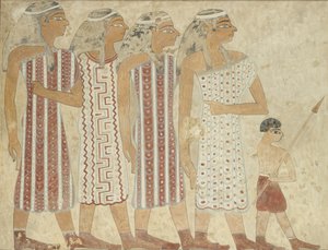 Kopi av veggmaleri, privat grav 3 til Khnumhotpe III, Beni Hasan, 1900-tallet