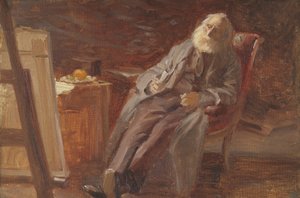 Maleren Vilhelm Kyhn røyker pipa av Anna Ancher