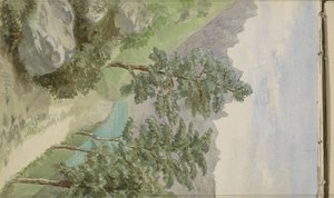 Fjelllandskap med vann ved Glion av Anna Catharina Maria van Eeghen (possibly)