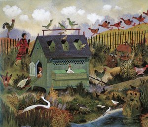 Travle fugler, 2001 (akryl) av Anna Pugh