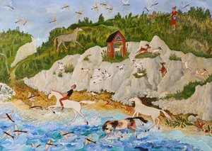 Flygefisk, 2020 (akryl) av Anna Pugh