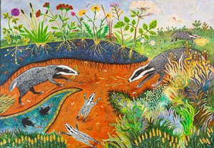 Husholdning, 2019 (akryl) av Anna Pugh