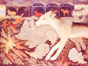 Jenny ser i et griseøre, 2013 (akryl) av Anna Pugh