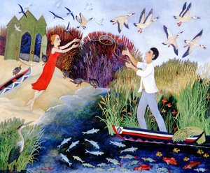 Skip til land, 2007 (akryl) av Anna Pugh