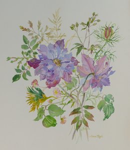 Stilleben av blomster, 2021 (maleri) av Anna Pugh