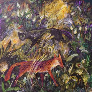 Panteren og reven, 2023 (akryl) av Anna Pugh