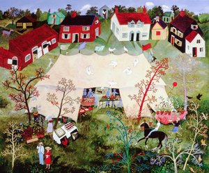 Venter på presten, 2010 (akryl) av Anna Pugh
