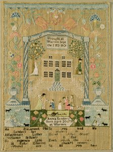 Prøvetaker, 1801 (silketråd på lin) av Anna Sanders