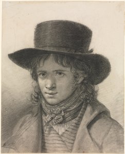 Selvportrett i hatt av Anne-Louis Girodet de Roucy-Trioson