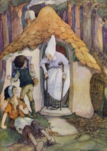 Hansel og Grethel (farge litho) av Anne (after) Anderson