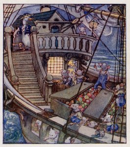 Barnerim: I Saw A Ship A-Sailing (farge litho) av Anne (after) Anderson