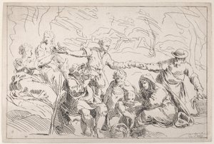 En fest som spiser utendørs, 1700-tallet. av Anne Claude Philippe de Caylus