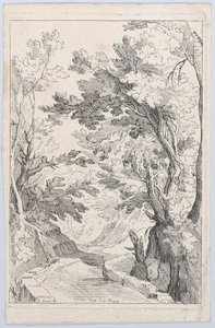 En sti med en brystning i en skog, 1700-tallet. av Anne Claude Philippe de Caylus