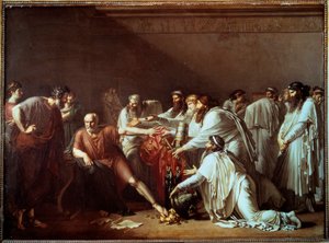 Hippokrates nekter Artaxerxes gaver Den greske legen Hippokrates "den store" eller Hippokrates fra Cos (460-370 f.Kr.) nekter å behandle Artaxerxes II Mnemon, kongen av Persia og farao av Egypt, til tross for de viktige gavene han tilbyr ham. Maleri av A