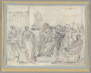 Scene fra siste akt av Corneille av Anne Louis Girodet de Roucy Trioson