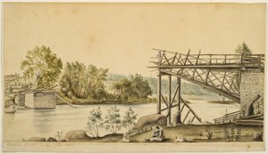 Incomplete Bridge, Palatine, New York, 1808 (akvarell og grafitt på papir)