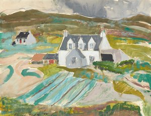 Hytter på Clachanish, Skye (blyant og akvarell)