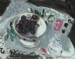 Dish of Grapes, ca. 1957 (olje om bord) av Anne Redpath