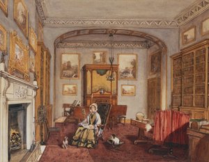 The Boudoir at Northwick Park, ca. 1830 (blyant og akvarell) av Anne Rushout