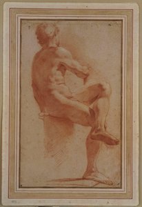 En naken mann sitter med ryggen snudd av Annibale Carracci