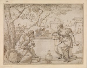 Kristus og den samaritanske kvinnen av Annibale Carracci