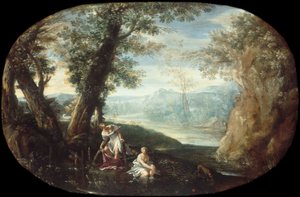 Landskap med badende kvinner av Annibale Carracci
