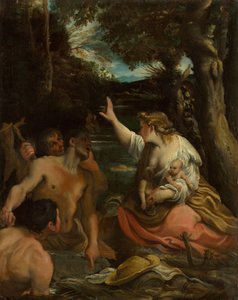 Latona og de lykiske bøndene Latona beskytter barna hennes, 1585. av Annibale Carracci
