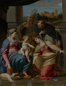 Madonna med barnet og de hellige Lucia, Dominikus og Ludvig av Frankrike av Annibale Carracci