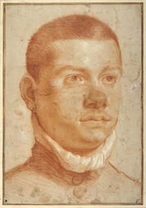 Portrett-hode av en ung mann (rødt kritt) av Annibale Carracci